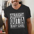 Straight Outta Beauty School Graduation Distressed Men's V-Neck T-Shirt