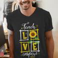 Sunflower Teach Love Inspire Cool Graduation Teacher School Men's V-Neck T-Shirt