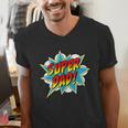 Super Dad Comic Book Superhero Father's Day Men's V-Neck T-Shirt