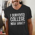 I Survived College Now What Graduate Graduation Humor Men's V-Neck T-Shirt