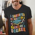 i Survived My Daughter's Bachelors Degree Groovy Graduation Men's V-Neck T-Shirt