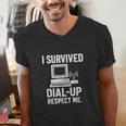 I Survived Dial-Up Internet – Retro 90s Nostalgia Men's V-Neck T-Shirt I Survived Dial-Up Internet – Retro 90s Nostalgia Men's V-Neck T-Shirt