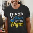 i Survived My Fiance's Masters Degree Graduation Gifts Men's V-Neck T-Shirt