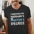 i Survived My Husbands Masters Degree College Graduation Men's V-Neck T-Shirt