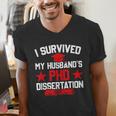 I Survived My Husband's PHD Dissertation Graduation Men's V-Neck T-Shirt