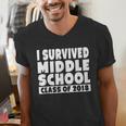 I Survived Middle School Class Of 2018 Graduation Men's V-Neck T-Shirt