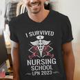 I Survived Nursing School LPN Class Of 2023 Nurse Graduation Men's V-Neck T-Shirt