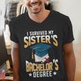 i Survived My Sisters Bachelor's Degree Graduation Gifts Men's V-Neck T-Shirt