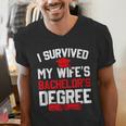 I Survived My Wife's Bachelor's Degree Graduation Men's V-Neck T-Shirt