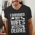 I Survived My Wifes Doctorate Degree Graduation Men's V-Neck T-Shirt