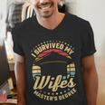 Survived My Wife's Master's Degree College Graduation Men's V-Neck T-Shirt