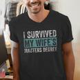 I Survived My Wife's Masters Degree Graduation Friends Men's V-Neck T-Shirt