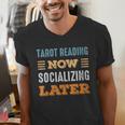 Tarot Reading Now Minimal Socializing Introvert Vintage Men's V-Neck T-Shirt