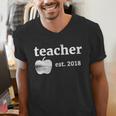 Teacher Est 2018 Vintage Graduation Men's V-Neck T-Shirt