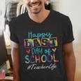 Teacher Happy Last Day Of School Women Men Graduation Men's V-Neck T-Shirt