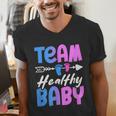 Team Healthy Baby Gender Reveal Pregnancy Mom Dad Men's V-Neck T-Shirt