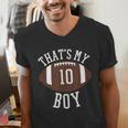 That's My Boy 10 Football Number 10 Jersey Football Mom Dad Men's V-Neck T-Shirt
