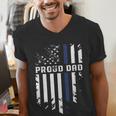 Thin Blue Line Proud Dad Police Family T-Shirt Men's V-Neck T-Shirt