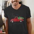Tis The Season Holiday Nostalgia Red Truck Men's V-Neck T-Shirt Tis The Season Holiday Nostalgia Red Truck Men's V-Neck T-Shirt