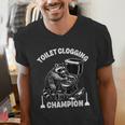 Toilet Clogging Champion Dad Joke Raccoon Trash Panda Men's V-Neck T-Shirt