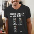 Tricks I Teach My Cat Cat Owner Kitten Dad Mom Kitty Men's V-Neck T-Shirt