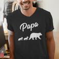 Twin Dad Papa Bear Two Cubs 2 Kids Men's V-Neck T-Shirt