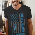 Type 1 Diabetes Awareness T1D Dad Of Warrior Type 1 Diabetic Men's V-Neck T-Shirt