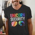 Unicorn Security Birthday Family Halloween Costume Mom Dad Men's V-Neck T-Shirt