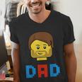 Unique Family Dad Master Builder Building Bricks Blocks Men's V-Neck T-Shirt