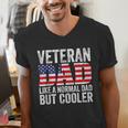 Veteran Dad Like A Normal Dad But Cooler American Flag Men's V-Neck T-Shirt