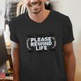 VHS Tape Rewind Glitch 90s Retro Nostalgia Please Rewind Men's V-Neck T-Shirt