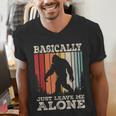 Vintage Basically Just Leave Me Alone Bigfoot Introverts Men's V-Neck T-Shirt
