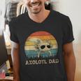 Vintage Axolotl Dad Axolotl Lovers Daddy Father's Day Men's V-Neck T-Shirt