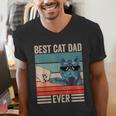Vintage Best Cat Dad Ever Bump Fist Father's Day Cat Daddy Men's V-Neck T-Shirt Vintage Best Cat Dad Ever Bump Fist Father's Day Cat Daddy Men's V-Neck T-Shirt