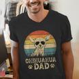 Vintage Chihuahua Dad Dog Lovers Father's Day Tee Men's V-Neck T-Shirt