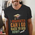 Vintage I Graduated Can I Go Back To Bed Now Graduation Men's V-Neck T-Shirt