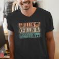Vintage Grill Dad Grilling Chilling Refilling Men's V-Neck T-Shirt