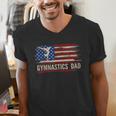 Vintage Gymnastics Dad American USA Flag Sports Men's V-Neck T-Shirt