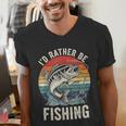Vintage I'd Rather Be Fishing Graphic Bass Dad Boy Men Men's V-Neck T-Shirt Vintage I'd Rather Be Fishing Graphic Bass Dad Boy Men Men's V-Neck T-Shirt