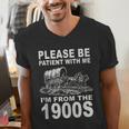 Vintage Please Be Patient I'm From The 1900s Saying Humor Men's V-Neck T-Shirt Vintage Please Be Patient I'm From The 1900s Saying Humor Men's V-Neck T-Shirt