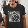 Vintage Poodle Selfie With UFO Alien Photobooth Dog Mom Dad Men's V-Neck T-Shirt