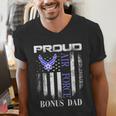 Vintage Proud Air Force Bonus Dad With American Flag Men's V-Neck T-Shirt