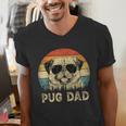 Vintage Pug Dad Dog Lovers Father's Day Tee Men's V-Neck T-Shirt