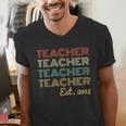 Vintage Teacher Established 2018 Graduation Men Men's V-Neck T-Shirt