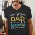 Vintage I Have Two Titles Dad And Grandpaw Dog Lover Men's V-Neck T-Shirt