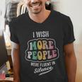 Vintage I Wish More People Were Fluent In Silence Introvert Men's V-Neck T-Shirt Vintage I Wish More People Were Fluent In Silence Introvert Men's V-Neck T-Shirt