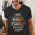 Vintage I Wish More People Were Fluent In Silence Introvert Men's V-Neck T-Shirt