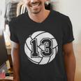 Volleyball Player 13 Volleyball Mom Dad Jersey Number 13 Men's V-Neck T-Shirt