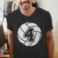 Volleyball Player 4 Volleyball Mom Dad Jersey Number 4 Men's V-Neck T-Shirt
