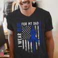 I Wear Blue For My Dad Colon Cancer Awareness Blue USA Flag Men's V-Neck T-Shirt